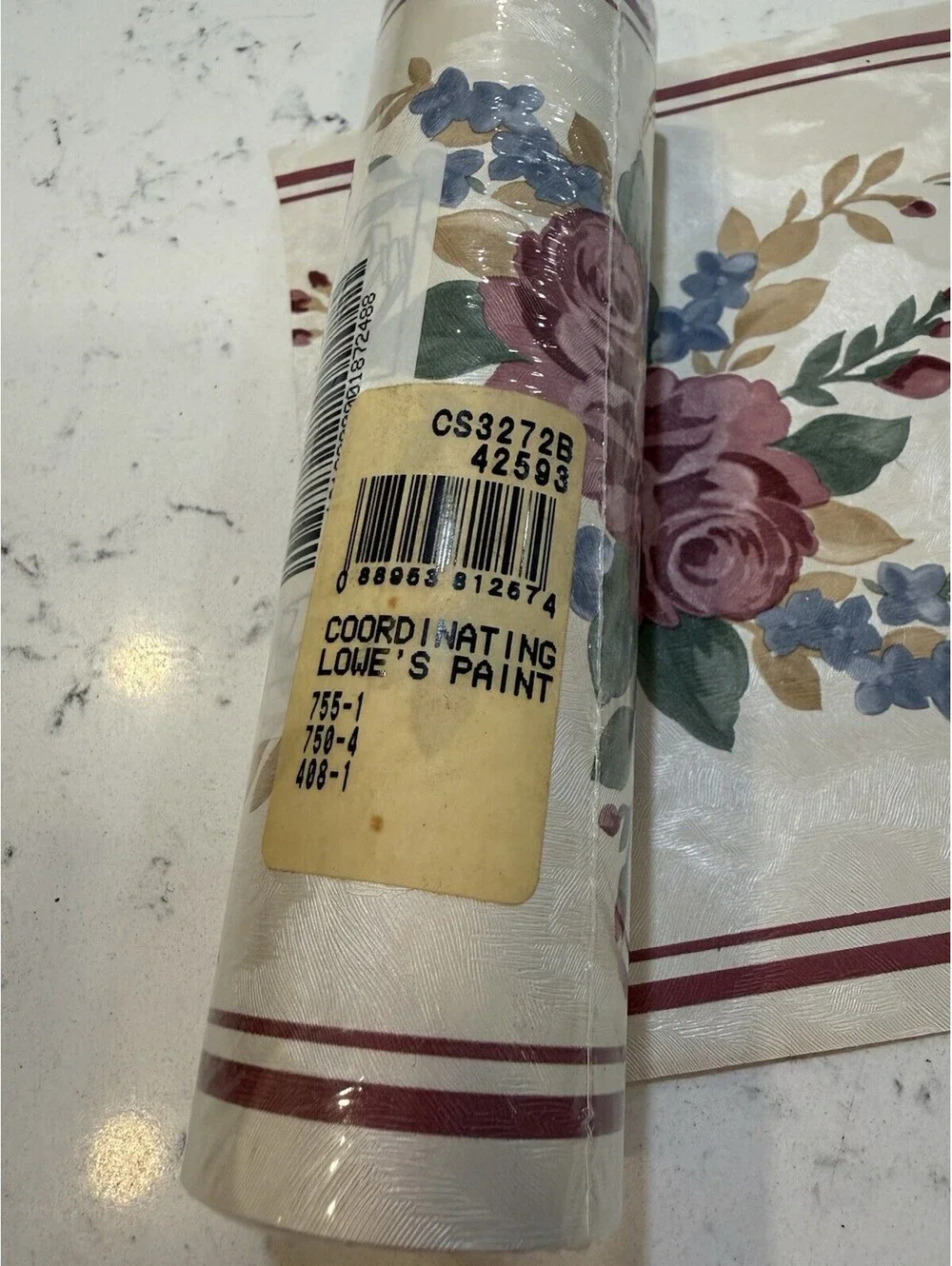Fashion Point Prepasted Wallpaper Border Roses 1 Roll 5 Yards NEW Vintage Lowe’s